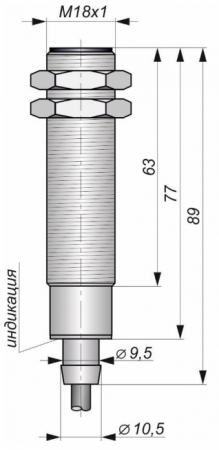 Датчик бесконтактный индуктивный И10-NO-NPN-ПГ-HT(Д16Т, Lкорп=75мм, Lкаб=300мм, маслобензостойкий, встроенный фильтр, гайки мет.)