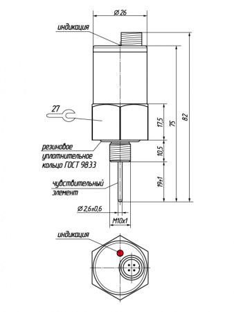 Датчик уровня жидкости DP01-NO-NPN-PC4-M10x1